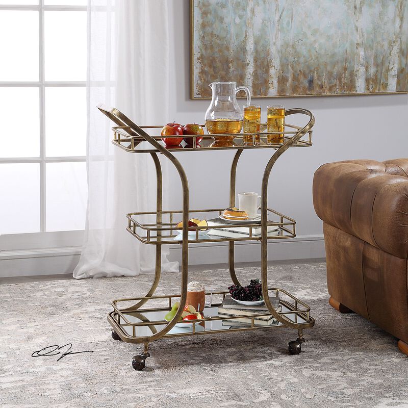 Uttermost Stassi Gold Serving Cart